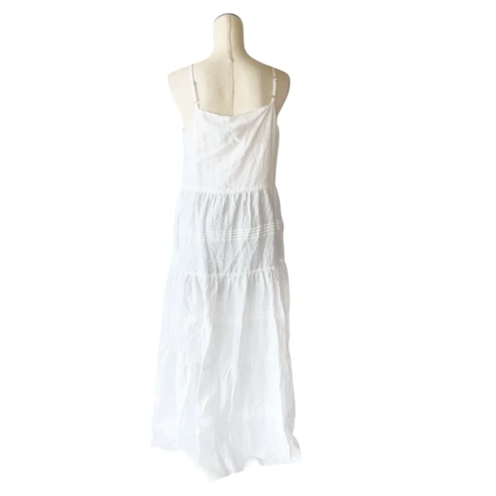 NWT J. McLAUGHLIN Ruth Linen Blend Tiered Maxi Dress Button Down Pockets